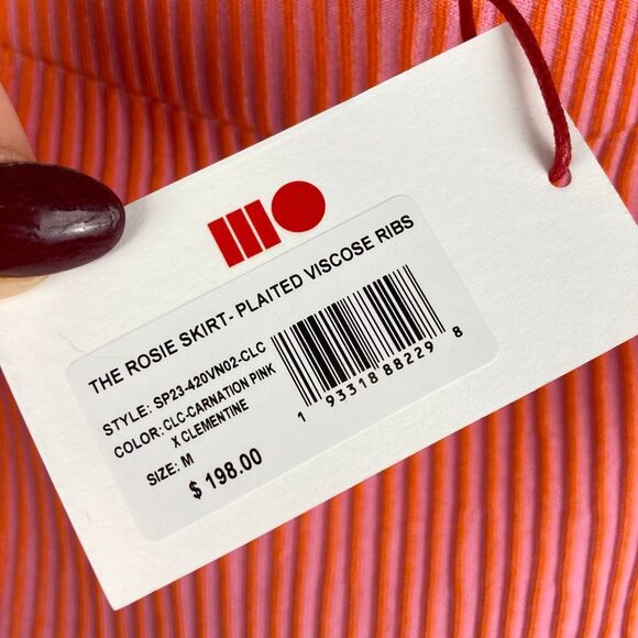 Solid & Striped NWT The‎ Rosie Skirt in Carnation Pink Clementine Plaited sz M - Picture 3 of 9